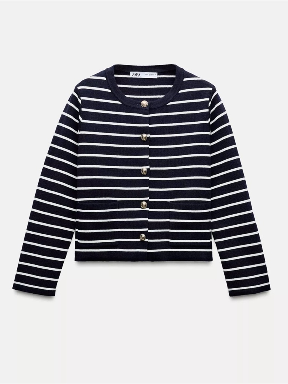 Zara Kids Navy & White Striped Button-Up Cardigan